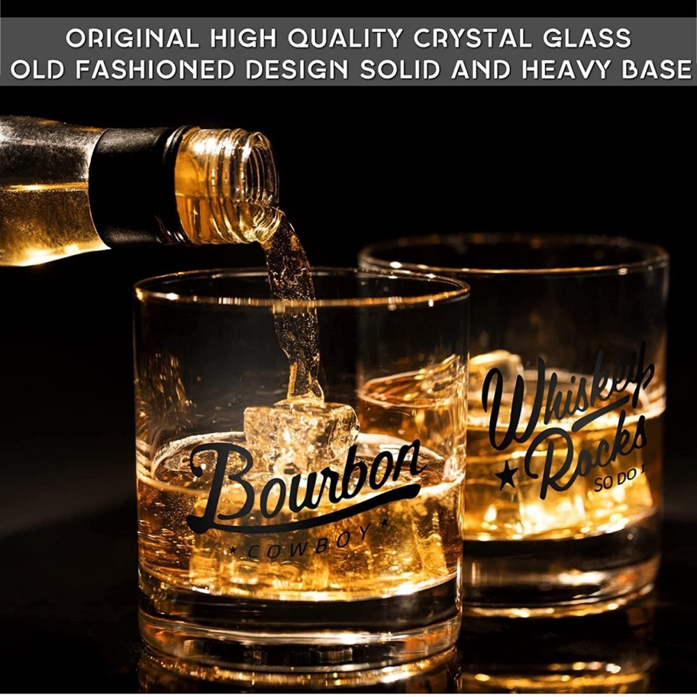 Whiskey Glasses Set of 2 with Luxury Box, 10 Oz Old Fashioned Glass Tumbler